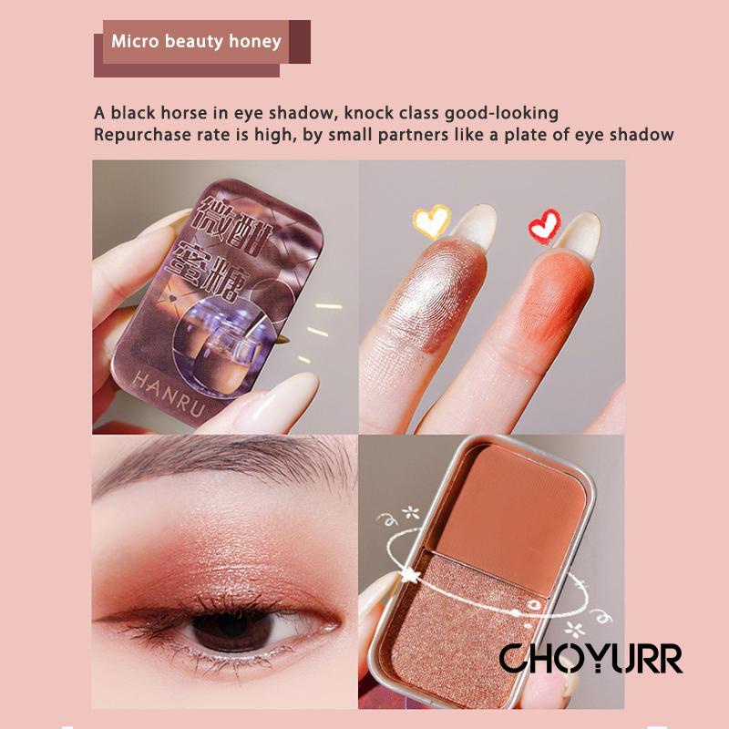 【COD】Eyeshadow Waterproof 2 Warna Matte Pearlescent Highlight Powder Eye Shadow Palette Kotak Besi Little Portable Makeup Kosmetik -CH