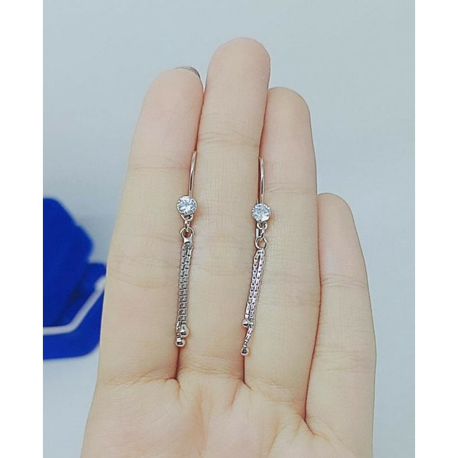 anting model kait mp 1+2 rumbay itali bandul ujung-perak asli silver 925 lapis emas-perhiasan fashion wanita terbaru
