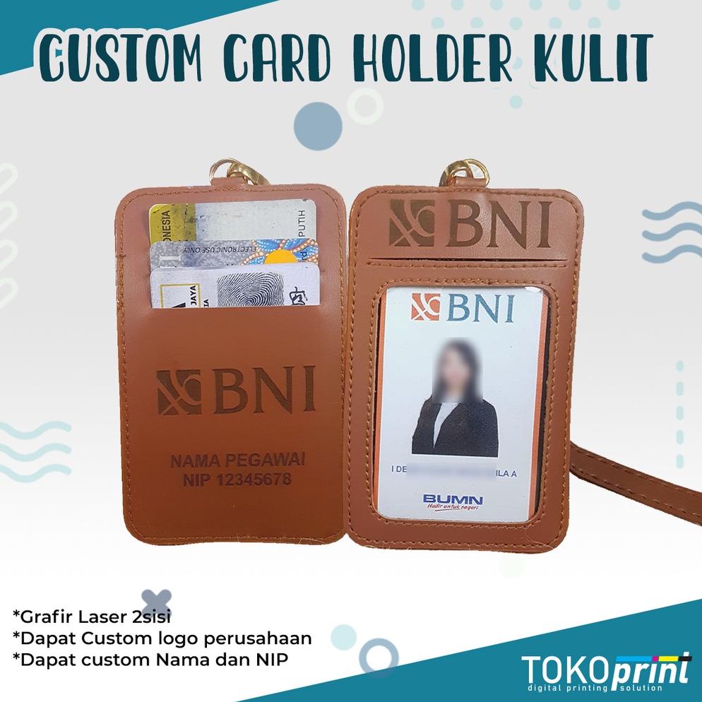 

[9BV] Name Tag / ID Card Holder kulit Tali Gantungan Custom Nama / logo Perusahaan Emoney ➼Terkini