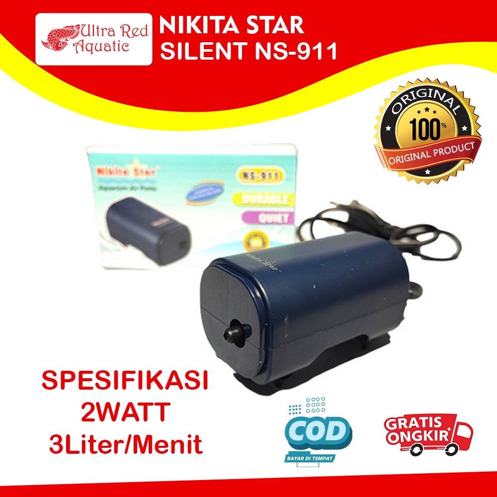 AERATOR AIR PUMP NIKITA STAR  NS-911 NS 911 Pompa Angin Aquarium Silent Series