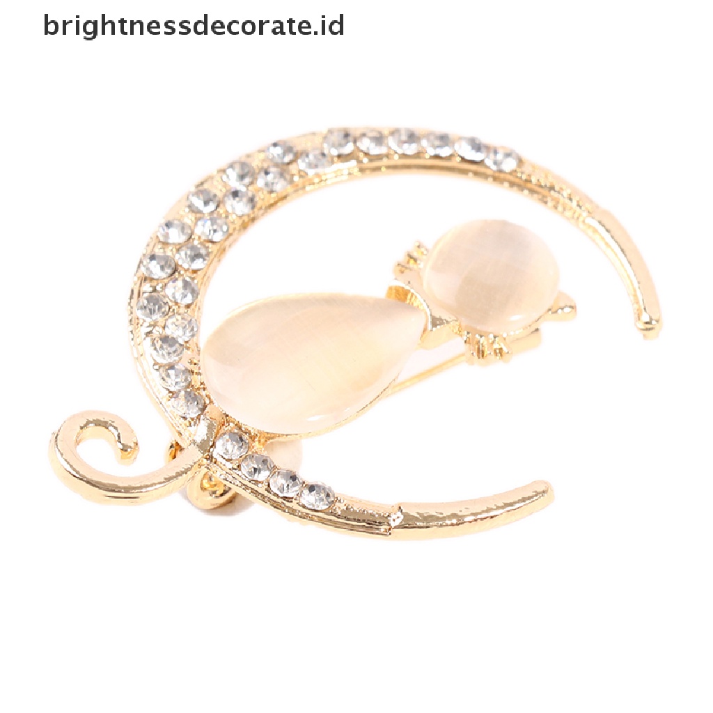 [Birth] Berlian Imitasi Opal Kucing Bros Untuk Wanita Baroque Trendy Elegan Brooch Pin Hadiah [ID]