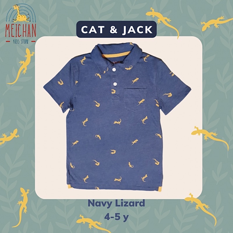 Kaos Polo Anak Laki-laki Merk CAT & JACK Motif Lizard