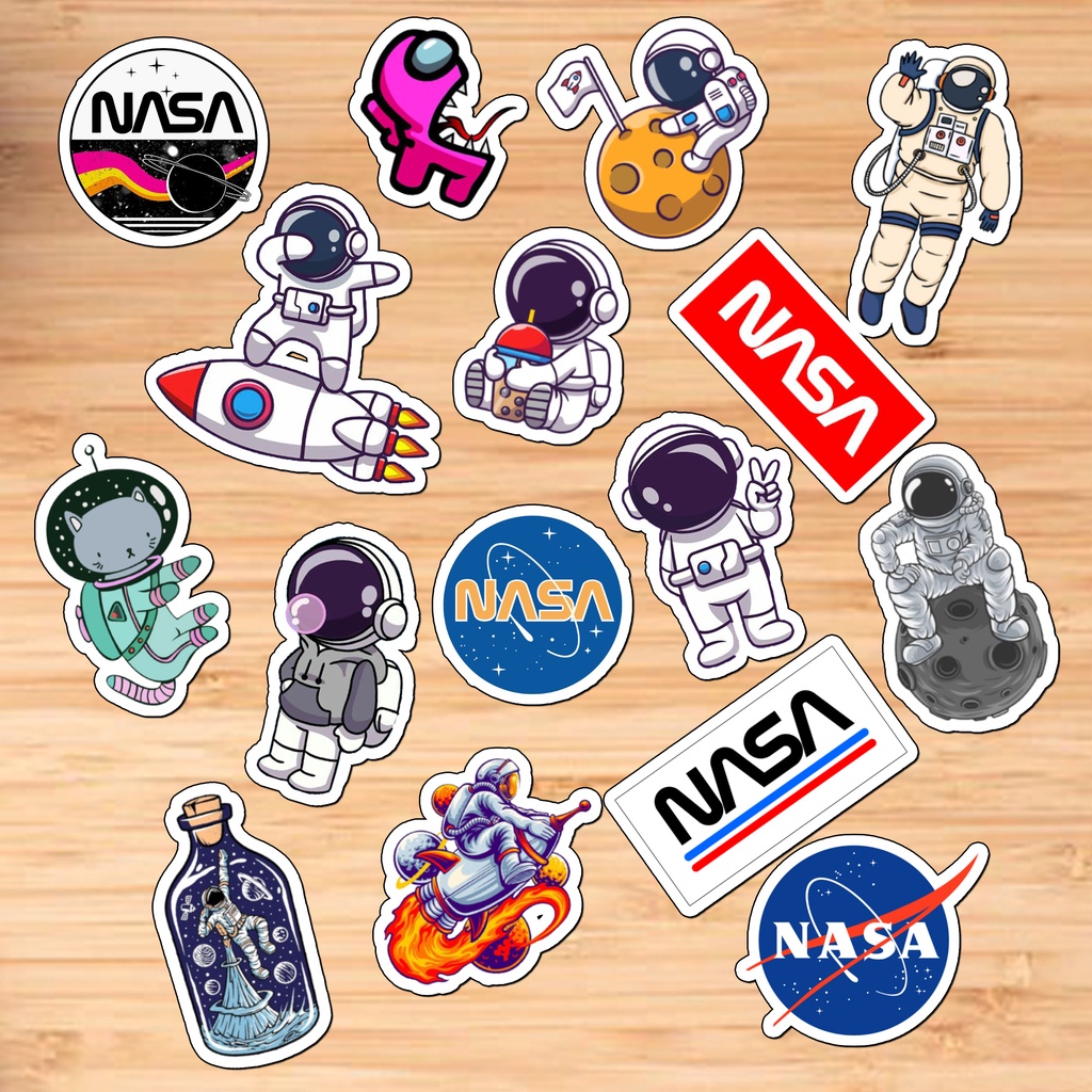 

16 pcs Stiker Vinil Anti Air Astronout Series Stiker untuk laptop / case handphone / motor / helm dan lainnya Tahan air