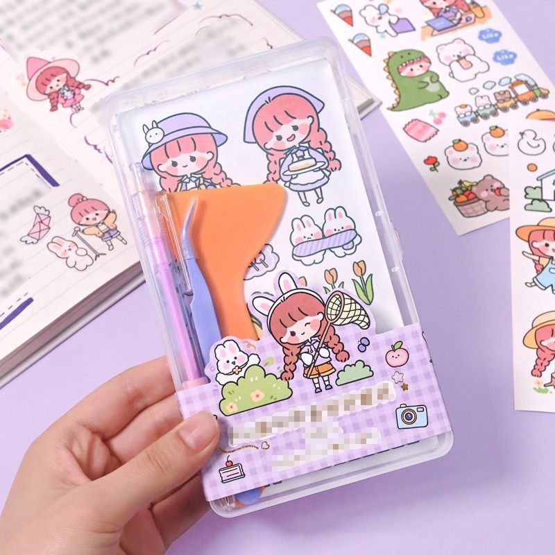 Sticker Stiker Box Set Momo Free Twizer Mini Shovel Perata Sticker Crafting Pen Pulpen Ukir Stiker Selotip kertas motif kartun Lucu Dekorasi Buku Diary Memo Journal Catatan Harian Anak Sekolah Alat Tulis Scraping bookk @banyak