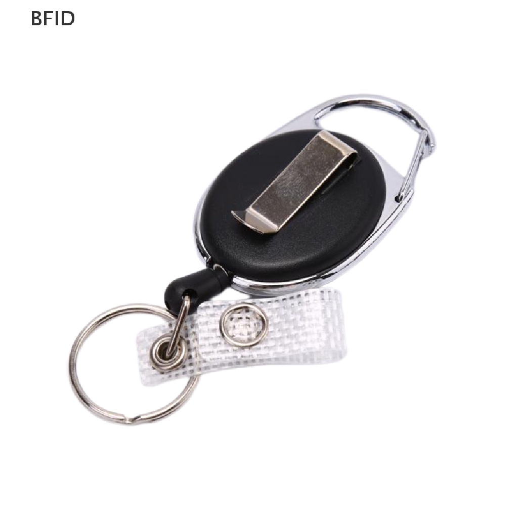 [BFID] 1pc Tali Kawat Hitam Gantungan Kunci Keyring Steel Cord 60cm Retractable ID Card Holder [ID]