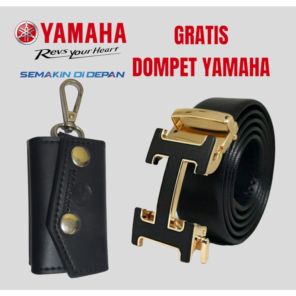 PROMO BELI 1 GRATIS 1 Ikat Pinggang Gesper Unisex PRIA dan WANITA gratis dompet stnk / gantungan kunci YAMAHA branded/ gesper PU leather kualitas import. ikat pinggang otomatis ikat pinggang formal ikat pinggang casual ikat pinggang fashion rel