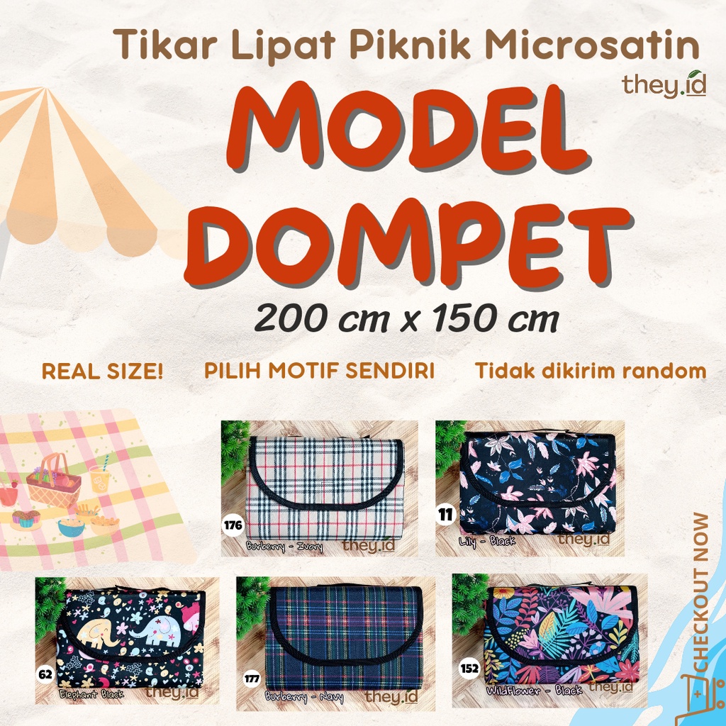 Tikar Lipat Piknik Model Dompet 200 x 150 cm Bisa Pilih Motif