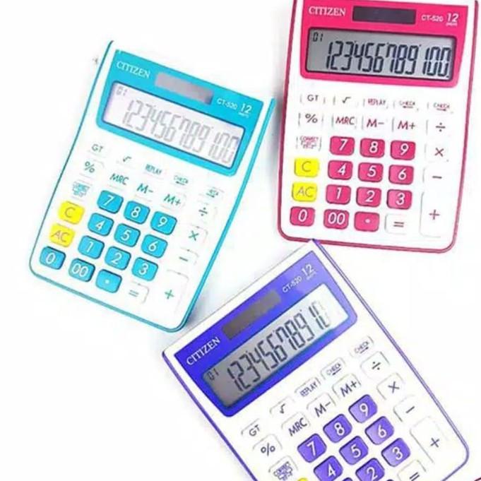 

HW81 KALKULATOR CITIZEN CT - 520 WARNA 12 DIGIT CHECK CORRECT MANIS COLOUR CALCULATOR 87