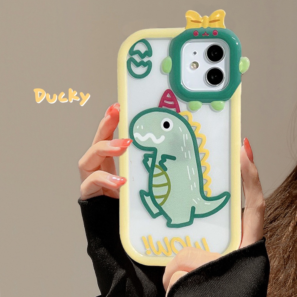 IPHONE Casing Kompatibel Untuk Iphone14 13 12 11 Pro Max X Xr Xs Max7 8 6 6s Plus Se2020 Cute Dinosaurus Little Monster Lens Phone Case Bening Shockproof Silikon Soft Case Cover Pelindung