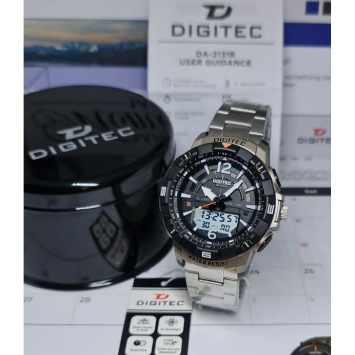 Jam Tangan Pria Digitec Rantai Original DA2131 Dual Time Water Resist