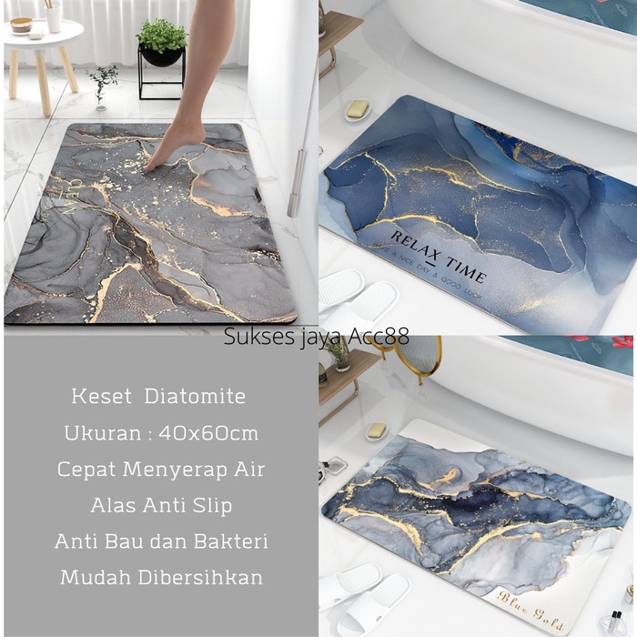 Slip Keset Diatomite Motif Marble Ukuran 40X60Cm Soft Diatomite Anti Slip