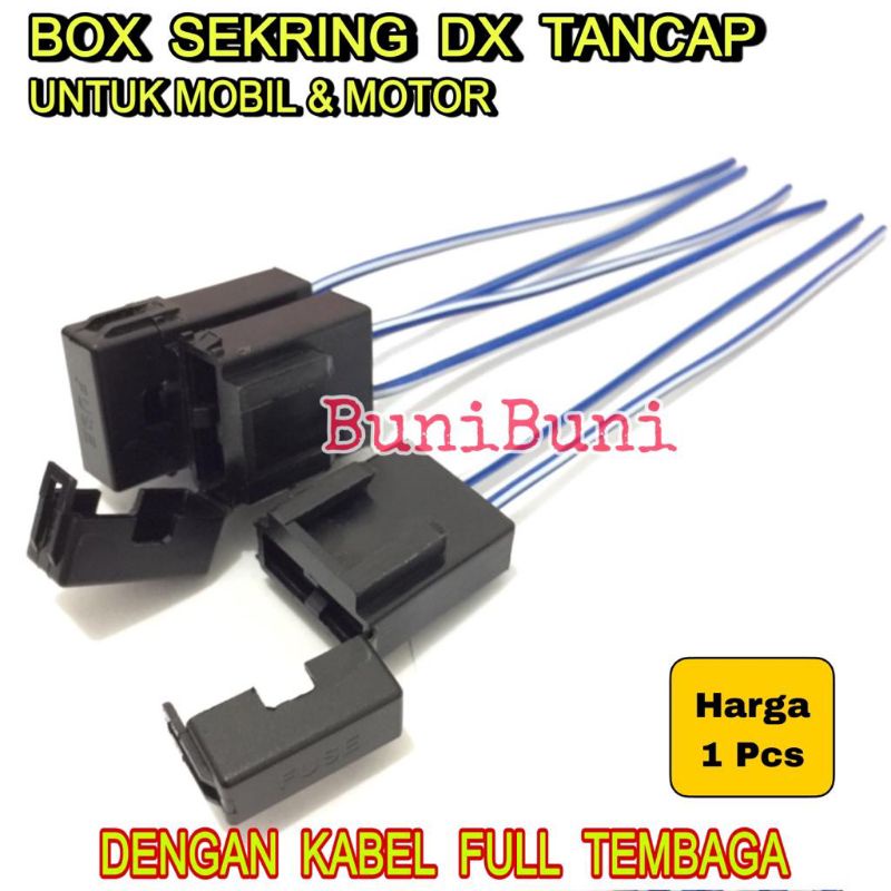 FUSE BOX / Rumah Sekring Sikring DX Tancap BESAR Untuk Mobil Motor Dengan Kabel Termbaga (FBDX2)