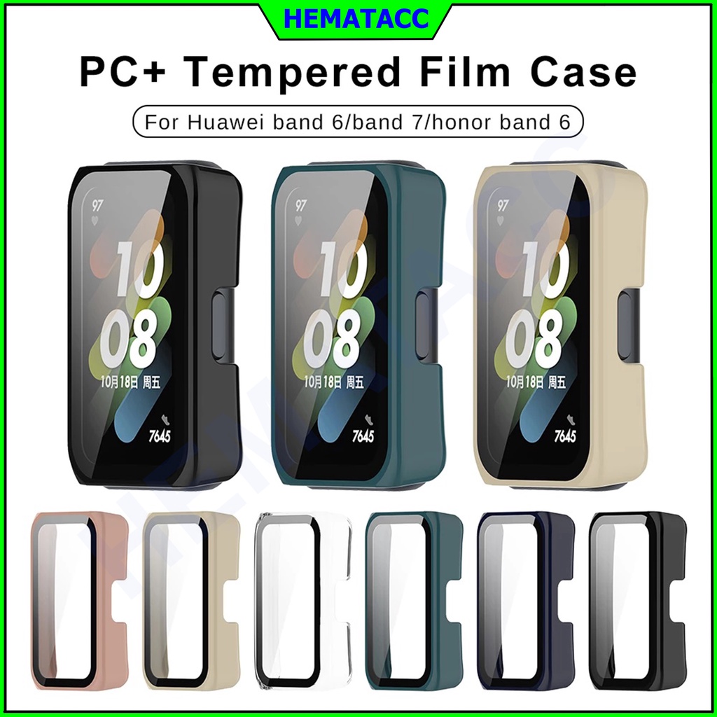 Tempered Screen Hard Case Huawei Band 7 / 6 &amp; Honor Band 6 Hematacc