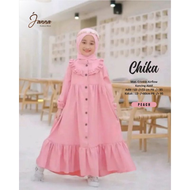 CHIKA DRESS KIDS BAJU MUSLIM ANAK PEREMPUAN BY JANNA