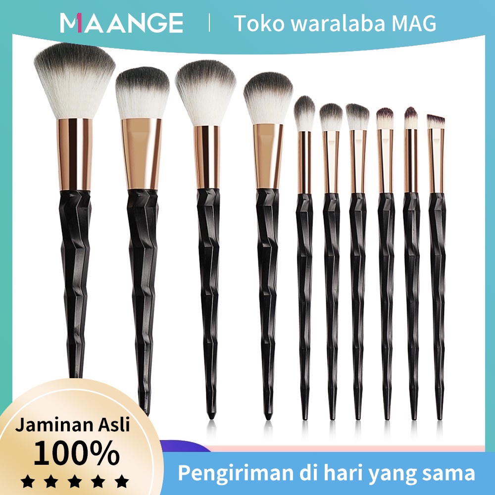 MAANGE51072 Brush Kit 10 Pcs Kosmetik Aksesoris Makeup Brush Obsidian Powder Blush Contour Brush Powder Besar Eye Set