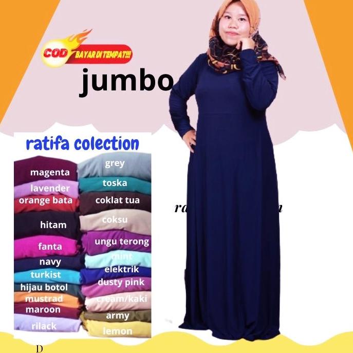[PRODUK-QR6EY71] Gamis Jersey Polos Jumbo Ld 130/PJ140 Baju Wanita Super JUMBO |Ratifa collection. ➙