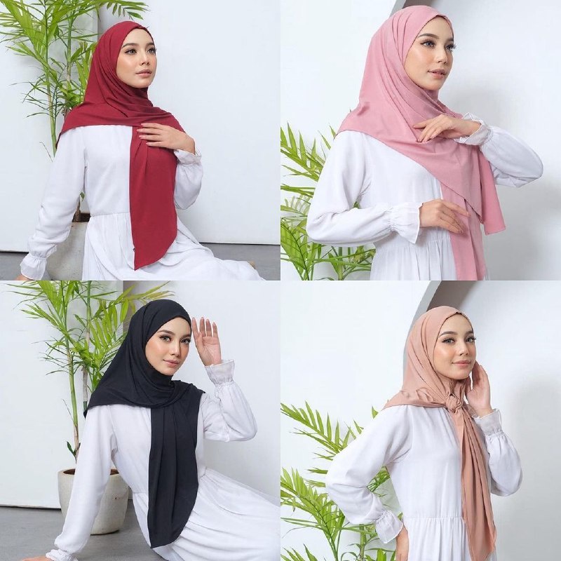 Jilbab Segitiga Instan Polos Jersy Dewasa Kerudung Instan Wanita