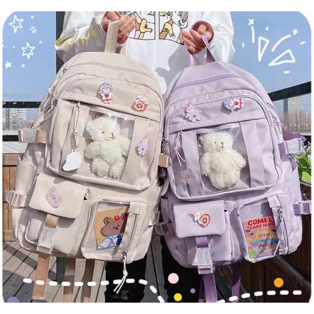 Tas Ransel little kiddoss Version Lucu Imut Cute Hadiah/Tas Punggung Anak Perempuan Sekolah  Anak Perempuan Remaja Ransel Multisaku Baru Tas Wanita Mochila Feminina