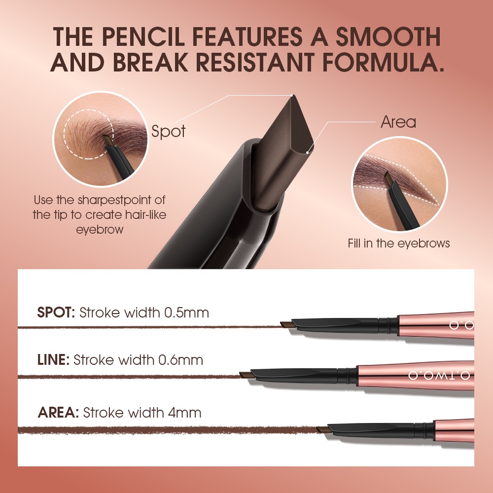 O.TWO.O 3 In 1 Eyebrow Pencil with Eyebrow Razor Waterproof 24 Hour Natural Defining Easy Makeup Kit