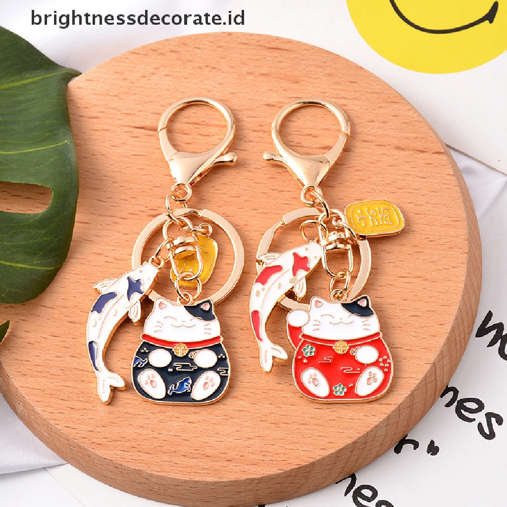 [Birth] Gantungan Kunci Kucing Rejeki Jepang Ikan Koi Liontin Keychain Lovely Key Ring Gift [ID]