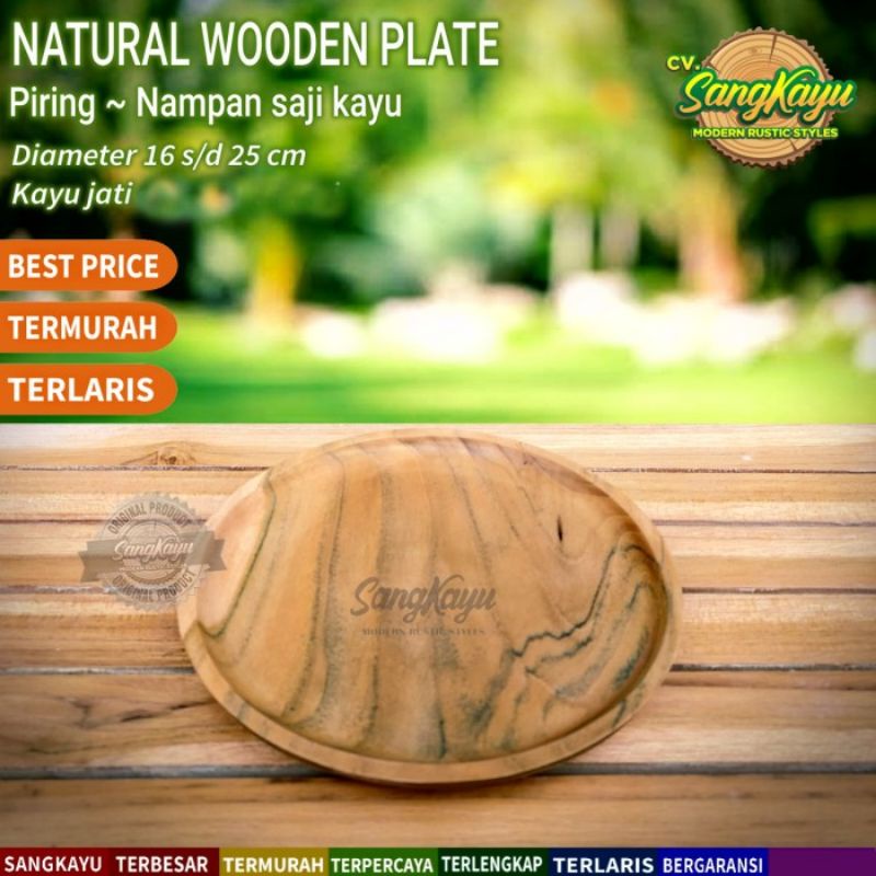 Piring kayu nampan bulat kayu wood plate nampan kayu bulat tray kayu