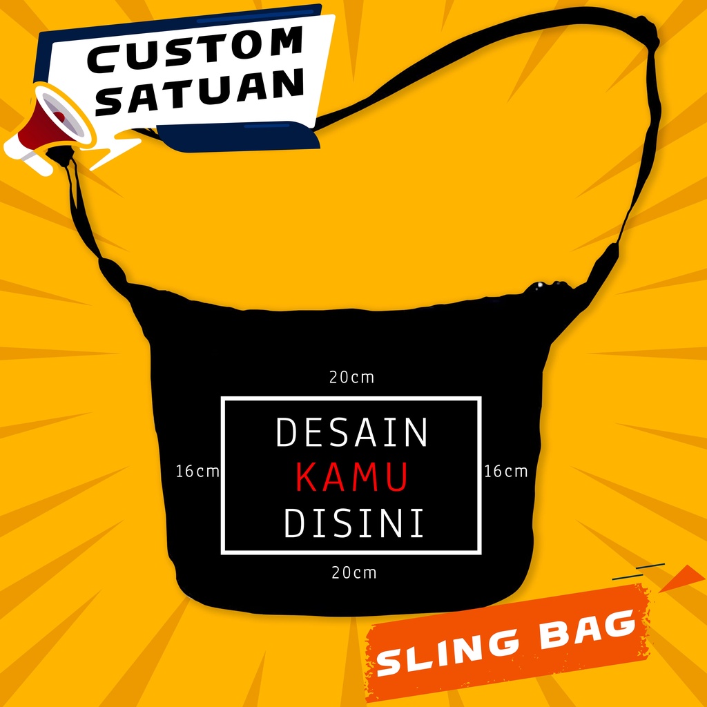 Jual Tas Selempang Pria Wanita Slingbag Sablon Custom Satuan Foto