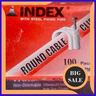 

tools klem kabel round cable clip 9mm warna putih merk index paku baja beton 2774N23