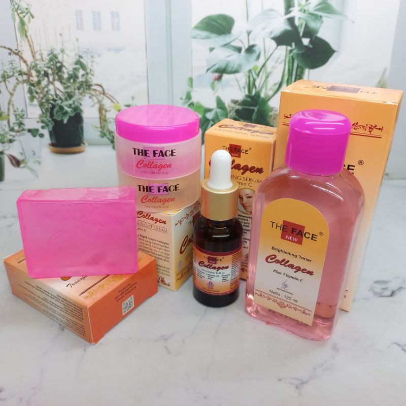 5in1 The Face Collagen | Sabun Batang,Toner,Serum,Cream Siang malam