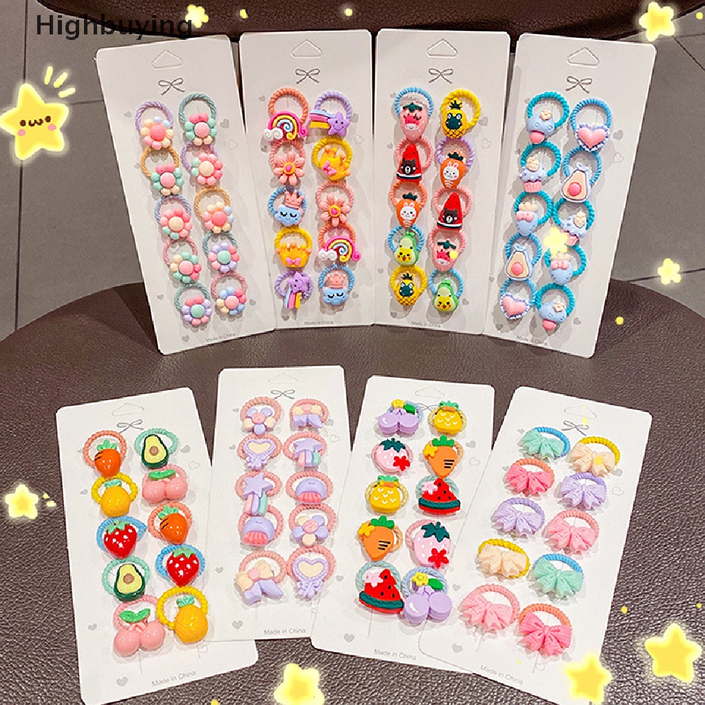 Hbid 10x Baru Anak Perempuan Lucu Kartun Bunga Kecil Scrunchie Anak Ponytail Ikat Rambut Elastis Glory