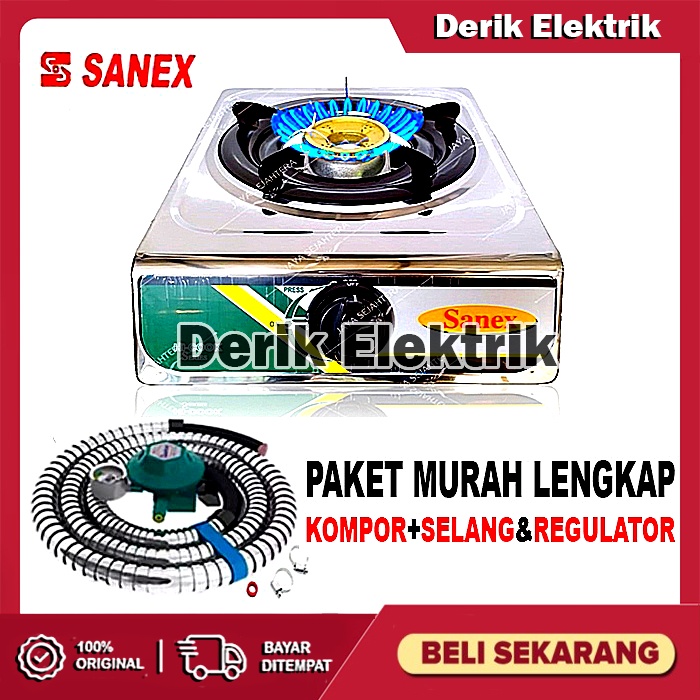 SANEX KOMPOR GAS 1 TUNGKU MURAH STAINLESS / KOMPOR 1 TUNGKU / KOMPOR SATU TUNGKU / KOMPOR MURAH PROMO SATU SET PLUS SELANG REGULATOR