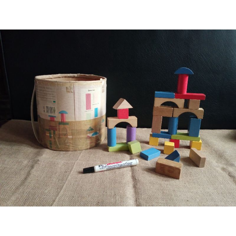 ELC Wooden Blocks 100pcs Bricks Balok Kayu Susun