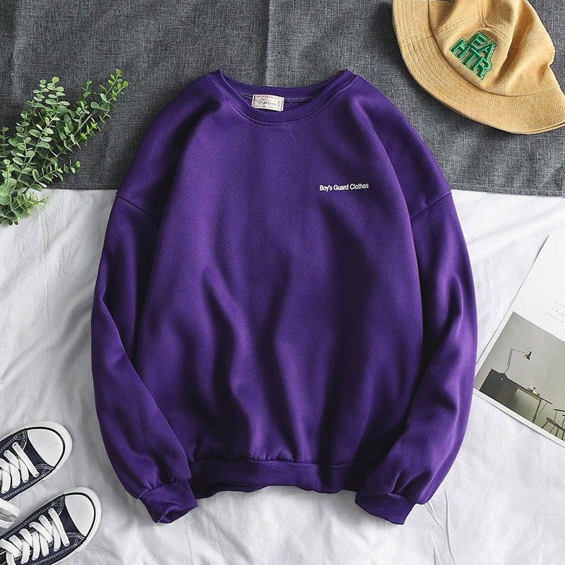 Sweater Pria BIG SIZE BOYS GUARD (S - 6XL) Crewneck Jumbo Ungu Tua Purple Sweatshirts Korean Fashion Wanita Pria Oversize Harajuku Oblong S M L XL 2XL 3XL 4XL 5XL 6XL mocca beige krem coklat