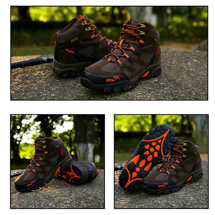 Sepatu Gunung Hiking Snta 489 Brown Orange Semi Waterproof Boot Mendaki