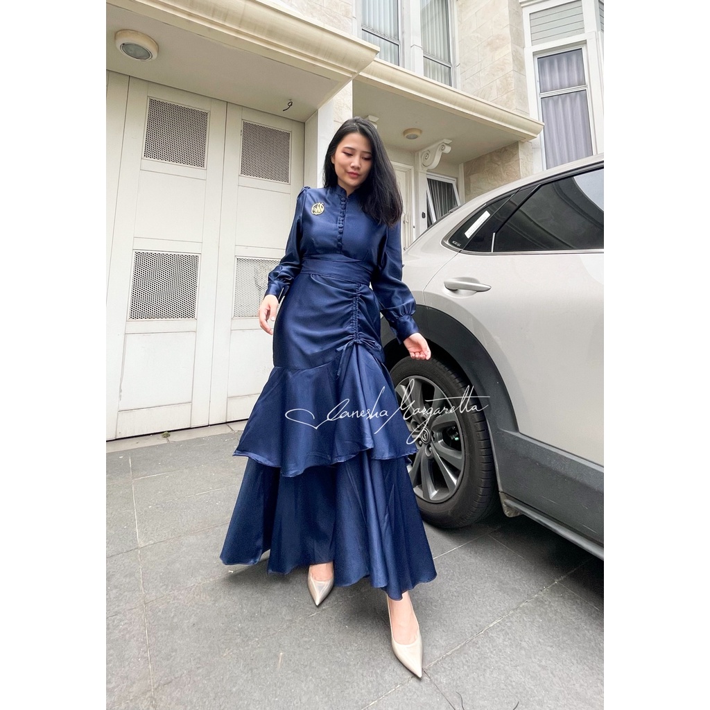 695#Dress Wanita Ruffle / Dress maxmara rample / Dress pesta /fashion wanita Rok Susun serut