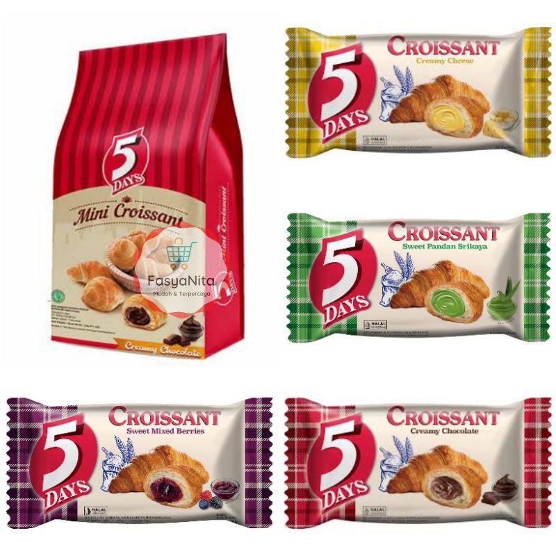 

5DAYS Croissant Creamy Coklat Mix Berry Cheese pandan mini 5 days