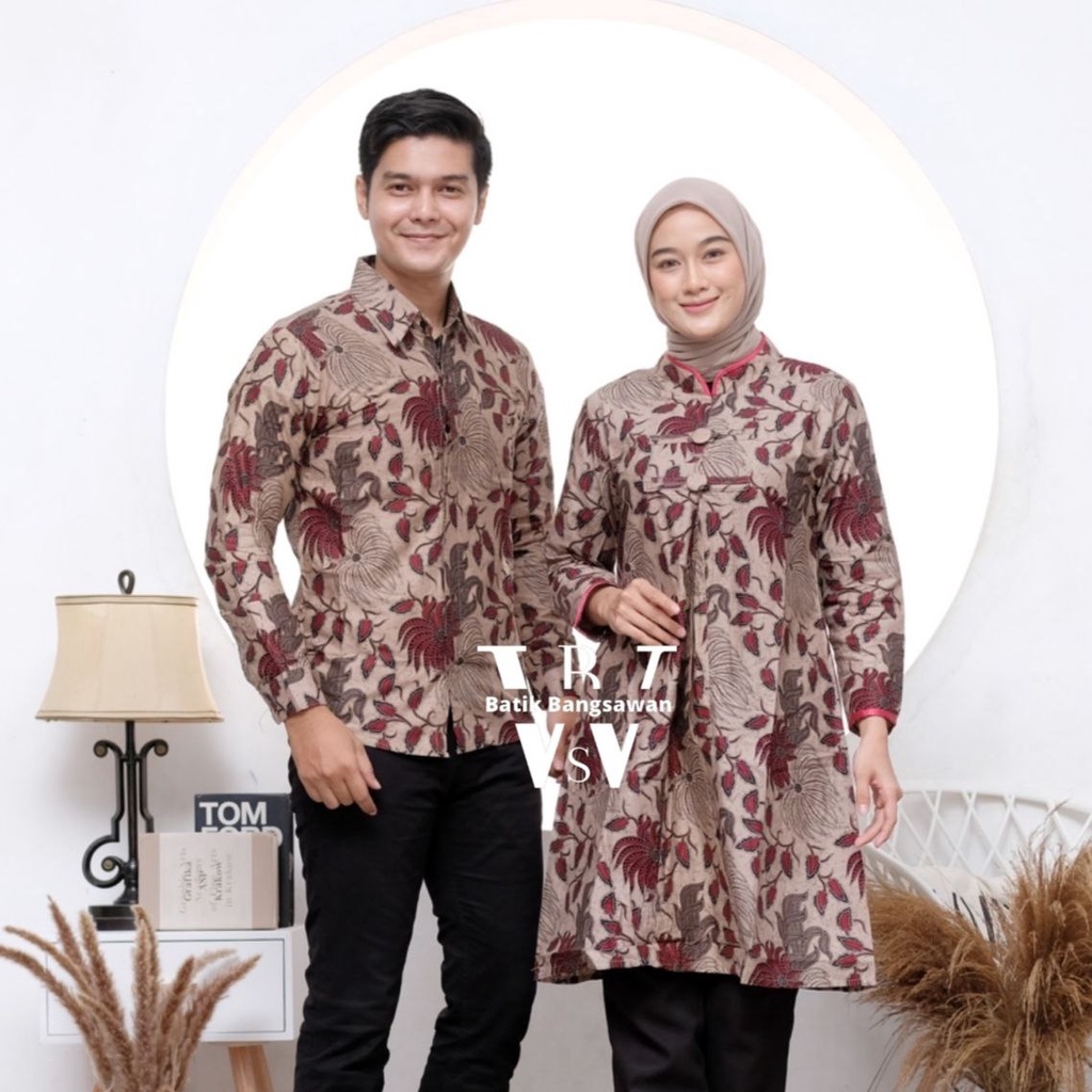 Batik Couple Modern Atasan Tunik Batik Kerja Kantor Wanita Seragam Batik Tunik Couple