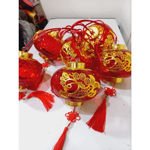 Lampion Ikan Rentet Imlek / Lampion Imlek 6 Hoki Crystal / Lampu Lampion LED Imlek 6 Fu