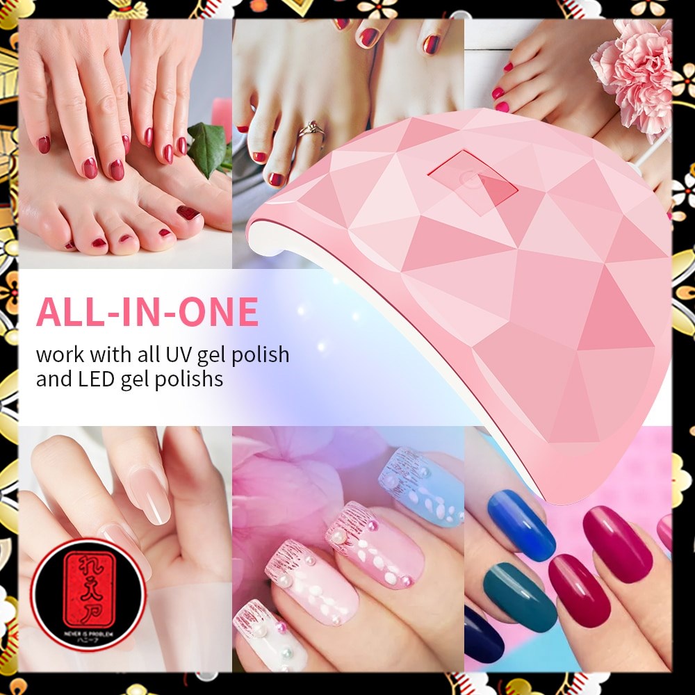 OBIZOL Pengering Kutek UV Lamp Nail Dryer USB Charge 54W - MINI-802 - Pink