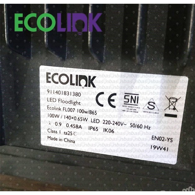 ECOLINK FL007 Lampu Tembak 100W Sorot LED 100Watt Penerangan Jalan / Baleho 100 Watt - 6500K Putih