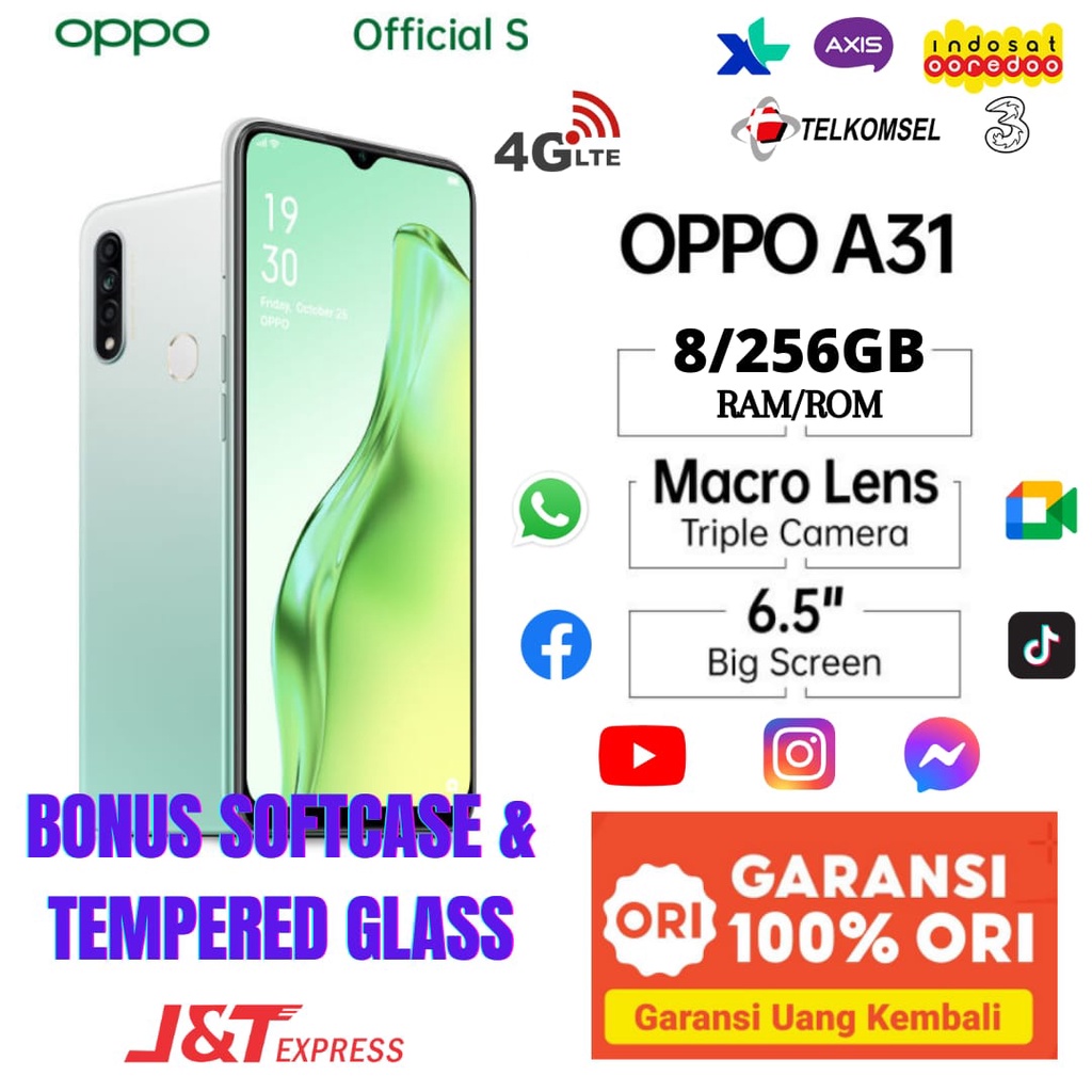 OPPO A31 hp  ram 8/256GB smartphone 8MP+12MP kamera 6.5inches water drop screen LTE network