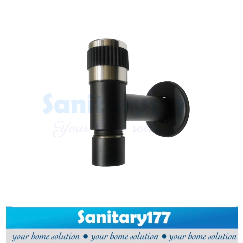 Kran TEMBOK Stainless 304 Minimalis HITAM 501B- Keran air stenlis faucet wall bathroom mini wudhu selang mesin cuci  black stenlis keran air taman /T53