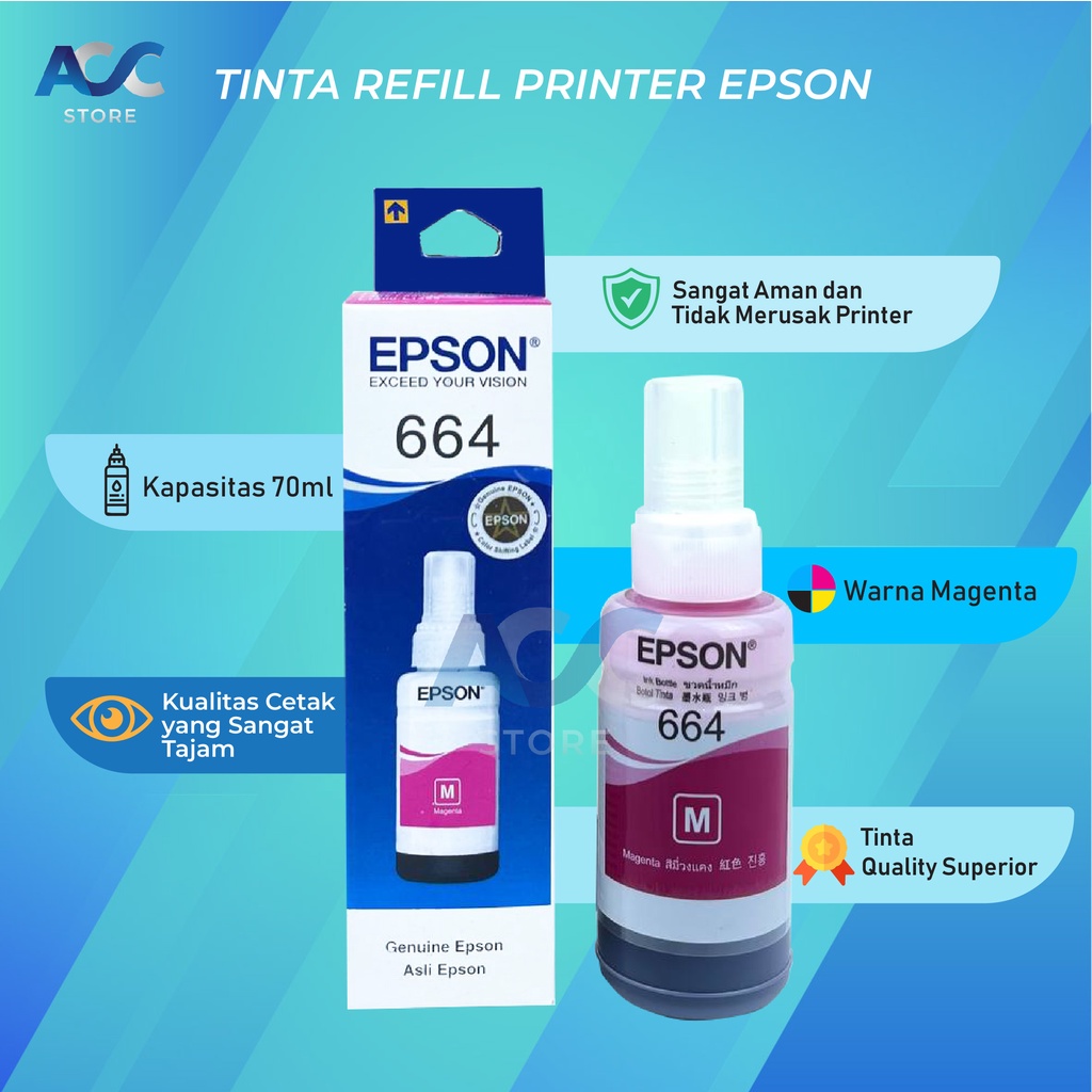 1 SET 4 PCS Tinta Epson 664 Compatible Isi Ulang Printer L100 L110 L120 L200 L210 L220 L300 L310 L360 L455 L650 L1300