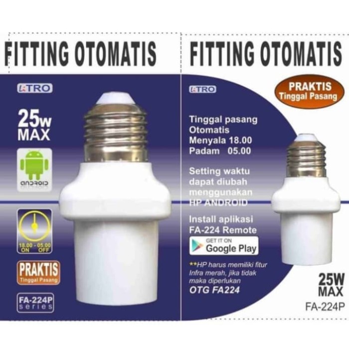 ✿ BISA COD✿ Fitting fiting timer lampu otomatis sensor remot hp android