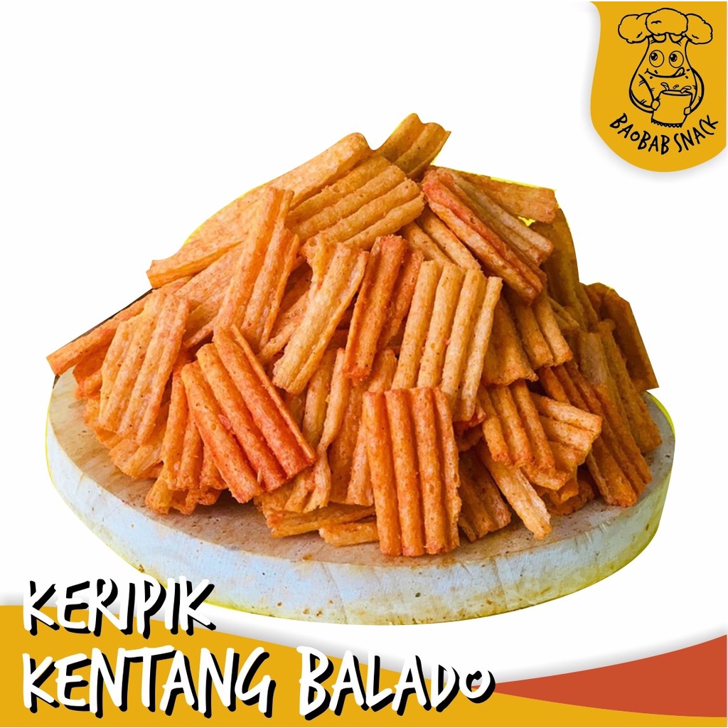 Keripik Kentang Balado 250gr - BAOBAB SNACK - Kripik Pedas Crispy Oleh Oleh Enak Murah Manis Renyah 