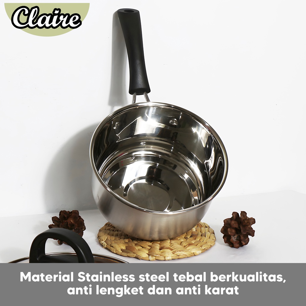 Panci Susu / Set Panci stainless tutup kaca Panci Gagang Panci Sayur / Milk pot