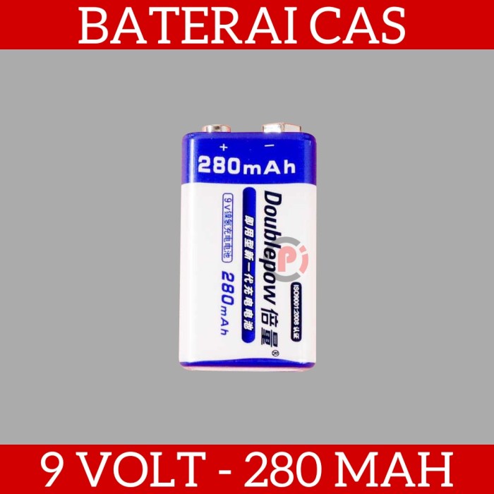 Doublepow Baterai Cas Rechargeable 9V 9 Volt Petak Kotak 280mAH