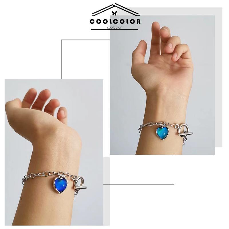 COD❤️Gelang Cinta Berubah Warna Hangat Gelang Jalan Wanita Menembak Hip Hop Perhiasan Teman Gadis Keren- cl