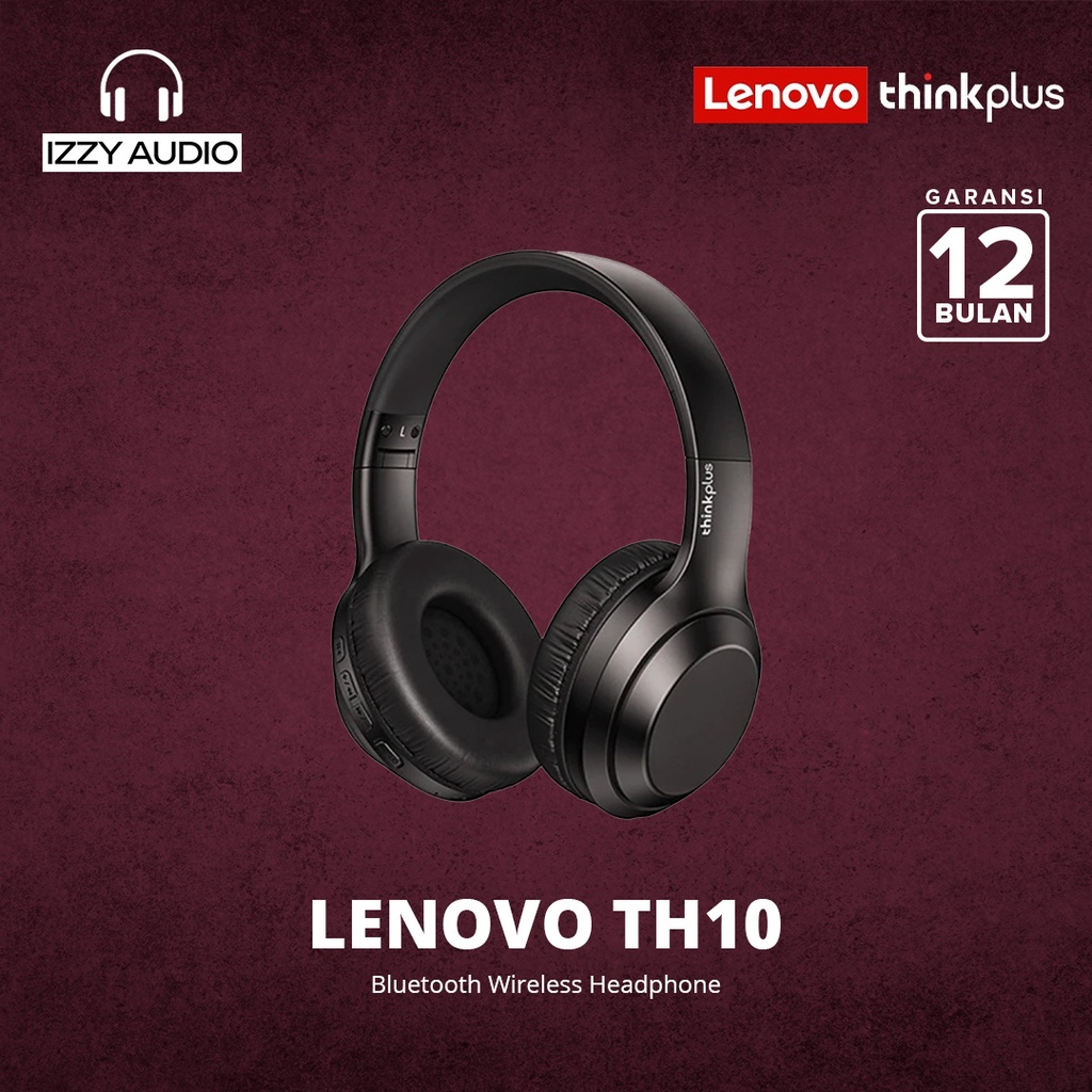 {Free Stiker} Lenovo TH10 Headphone Bluetooth Wireless Headset Earphone V5.0 - Hitam