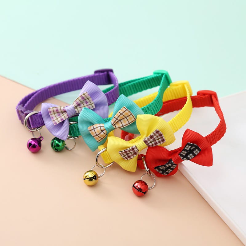 Tmall88 Kalung Kucing Lonceng Tali Leher Hewan Peliharaan lucu Cat Dog Collar Motif Pita