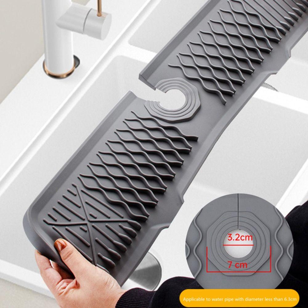 Populer Silicone Faucet Mat Kitchen Gadget Sink Water Cegah Keran Wraparound Water Splash Guard Faucet Matras Penyerap